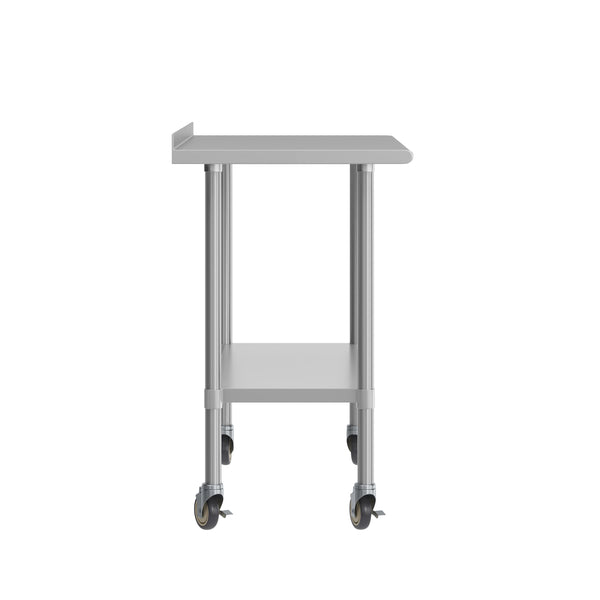 48"W x 24"D |#| Commercial Stainless Steel Work Table with 1.5" Backsplash and Undershelf -24x48