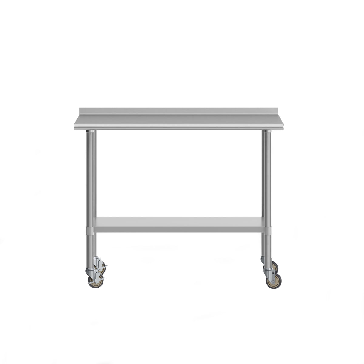 48"W x 24"D |#| Commercial Stainless Steel Work Table with 1.5" Backsplash and Undershelf -24x48
