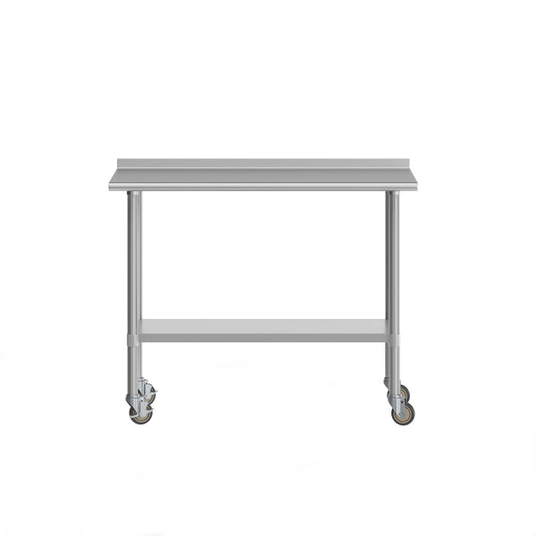 48"W x 24"D |#| Commercial Stainless Steel Work Table with 1.5" Backsplash and Undershelf -24x48