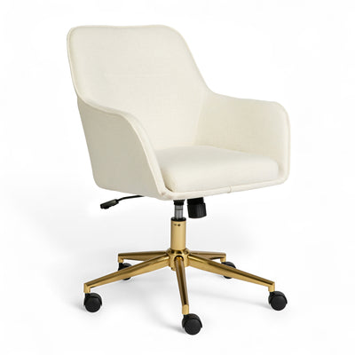 Upholstered Swivel Home Office Chair with Flared Arms - View 1