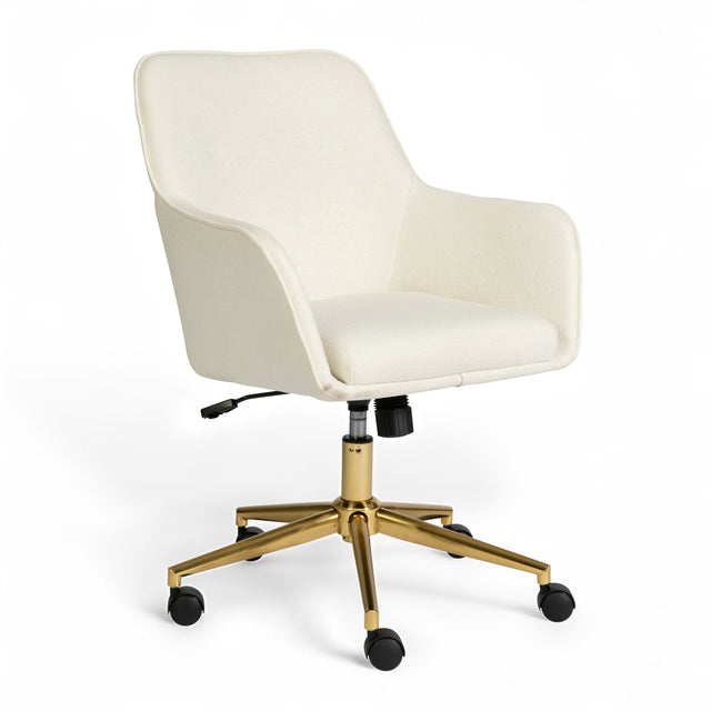Upholstered Swivel Home Office Chair with Flared Arms - View 1