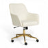 Off White Fabric/Polished Brass Frame |#| Fabric Swivel Home Office Chair with Flared Arms-Off White/Polished Brass