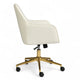 Off White Fabric/Polished Brass Frame |#| Fabric Swivel Home Office Chair with Flared Arms-Off White/Polished Brass