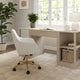 Off White Fabric/Polished Brass Frame |#| Fabric Swivel Home Office Chair with Flared Arms-Off White/Polished Brass
