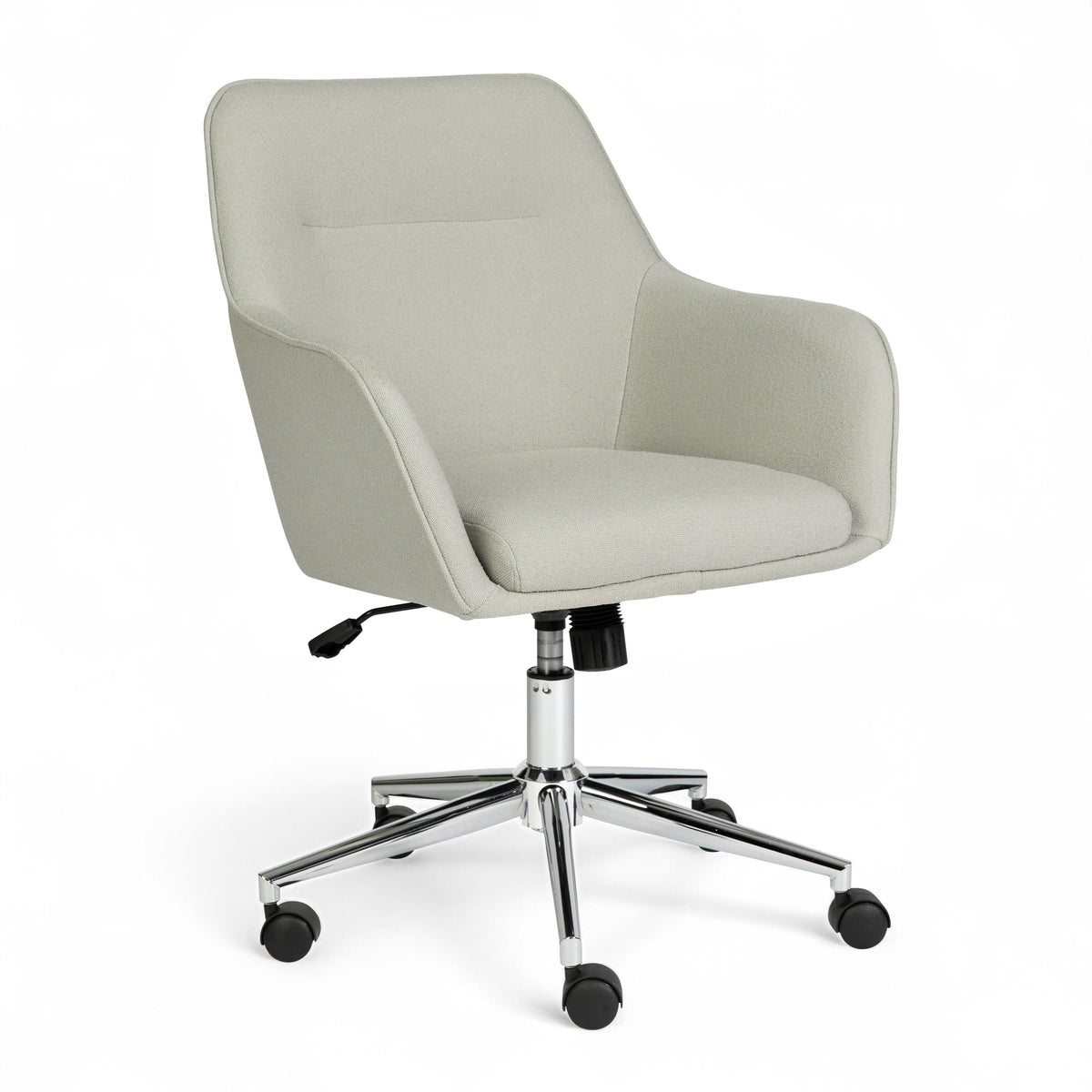 Light Gray Fabric/Polished Nickel Frame |#| Fabric Swivel Home Office Chair with Flared Arms-Light Gray/Polished Nickel