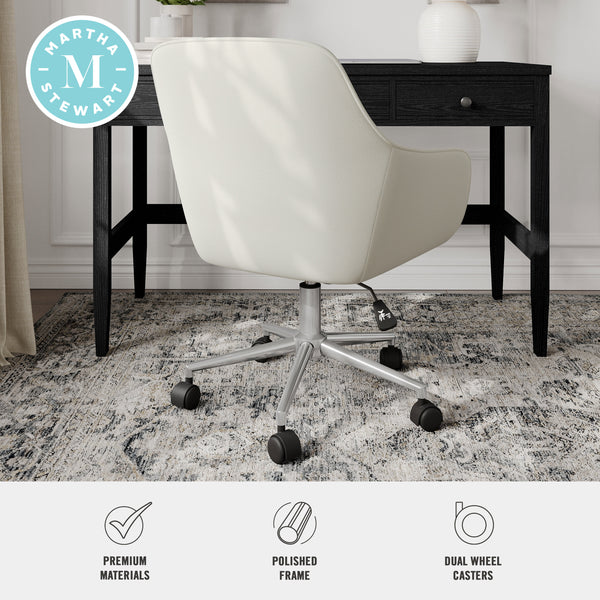 Light Gray Fabric/Polished Nickel Frame |#| Fabric Swivel Home Office Chair with Flared Arms-Light Gray/Polished Nickel