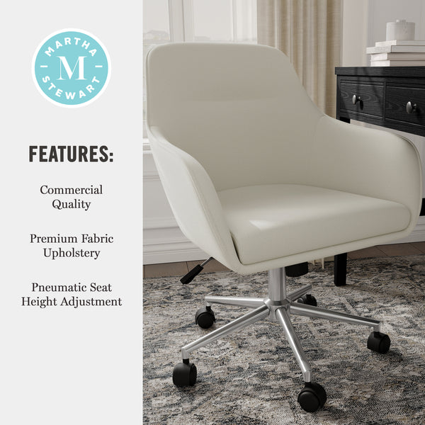 Light Gray Fabric/Polished Nickel Frame |#| Fabric Swivel Home Office Chair with Flared Arms-Light Gray/Polished Nickel
