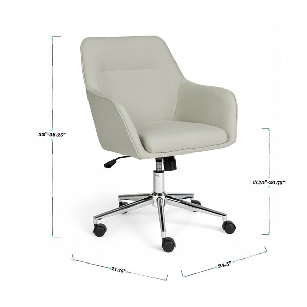 Light Gray Fabric/Polished Nickel Frame |#| Fabric Swivel Home Office Chair with Flared Arms-Light Gray/Polished Nickel