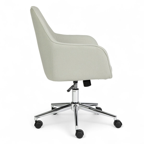 Light Gray Fabric/Polished Nickel Frame |#| Fabric Swivel Home Office Chair with Flared Arms-Light Gray/Polished Nickel