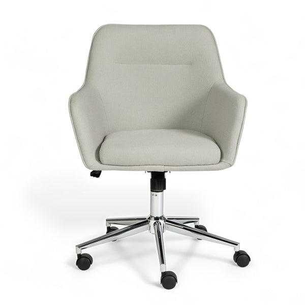Light Gray Fabric/Polished Nickel Frame |#| Fabric Swivel Home Office Chair with Flared Arms-Light Gray/Polished Nickel