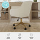 Off White Fabric/Polished Brass Frame |#| Fabric Swivel Home Office Chair with Flared Arms-Off White/Polished Brass