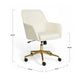 Off White Fabric/Polished Brass Frame |#| Fabric Swivel Home Office Chair with Flared Arms-Off White/Polished Brass