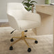 Off White Fabric/Polished Brass Frame |#| Fabric Swivel Home Office Chair with Flared Arms-Off White/Polished Brass