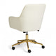 Off White Fabric/Polished Brass Frame |#| Fabric Swivel Home Office Chair with Flared Arms-Off White/Polished Brass