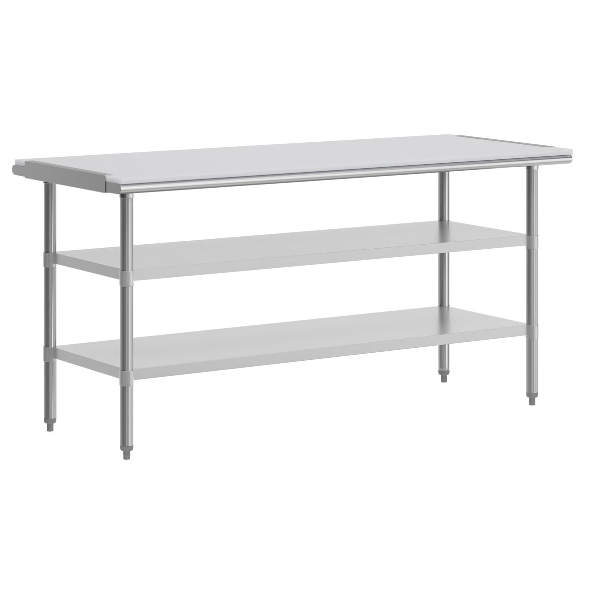 Silver |#| Commercial Stainless Steel Work Table with Poly Cutting Board-Undershelves-30x72