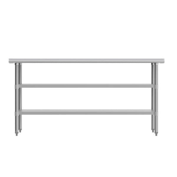Silver |#| Commercial Stainless Steel Work Table with Poly Cutting Board-Undershelves-30x72