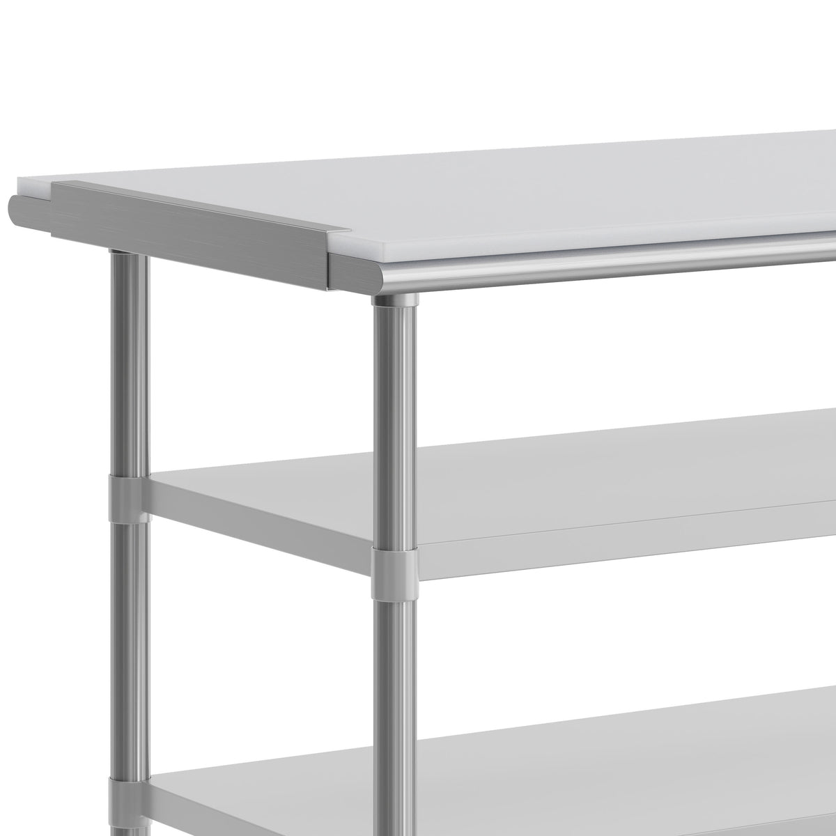 Silver |#| Commercial Stainless Steel Work Table with Poly Cutting Board-Undershelves-30x72