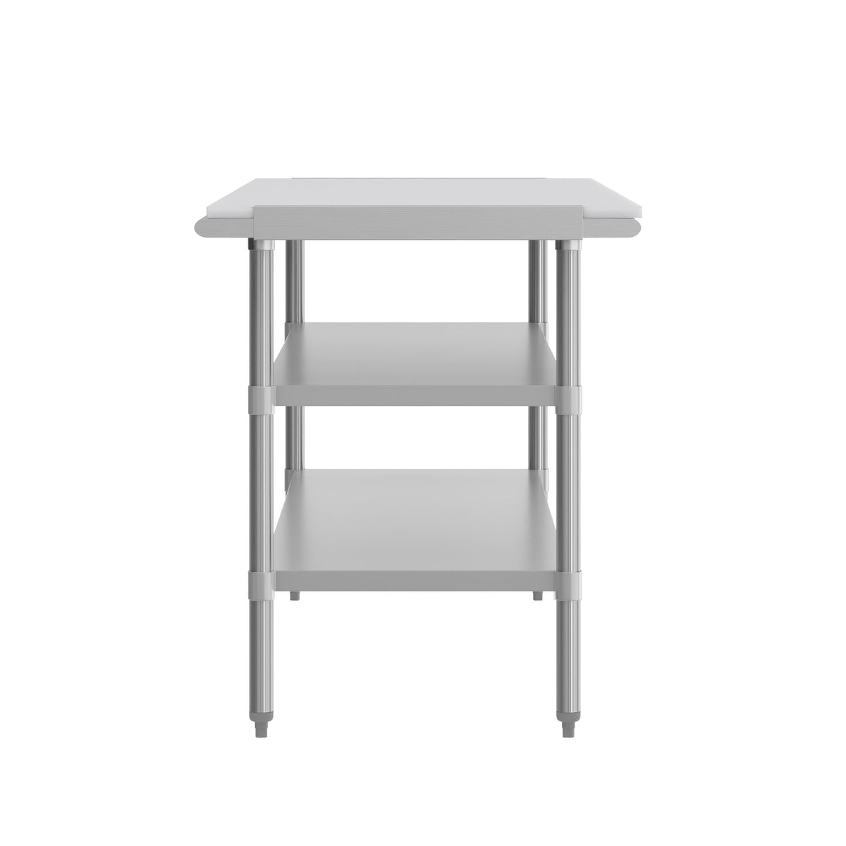 Silver |#| Commercial Stainless Steel Work Table with Poly Cutting Board-Undershelves-30x72