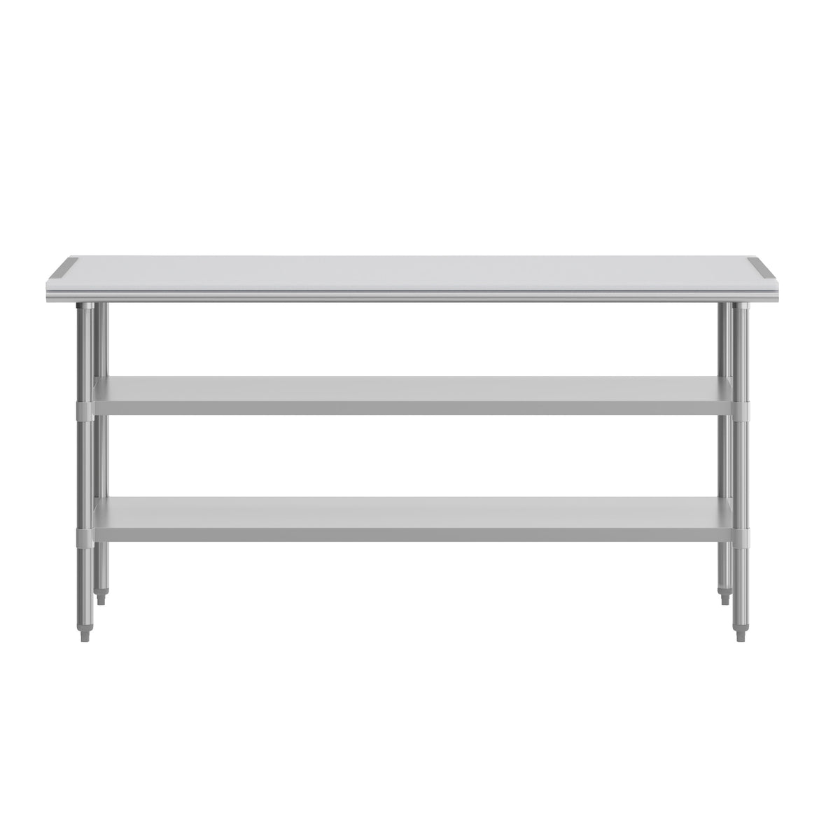 Silver |#| Commercial Stainless Steel Work Table with Poly Cutting Board-Undershelves-30x72