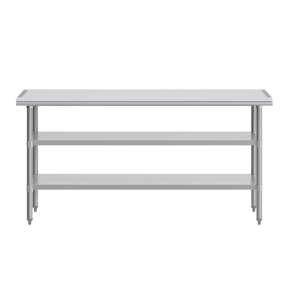 Silver |#| Commercial Stainless Steel Work Table with Poly Cutting Board-Undershelves-30x72