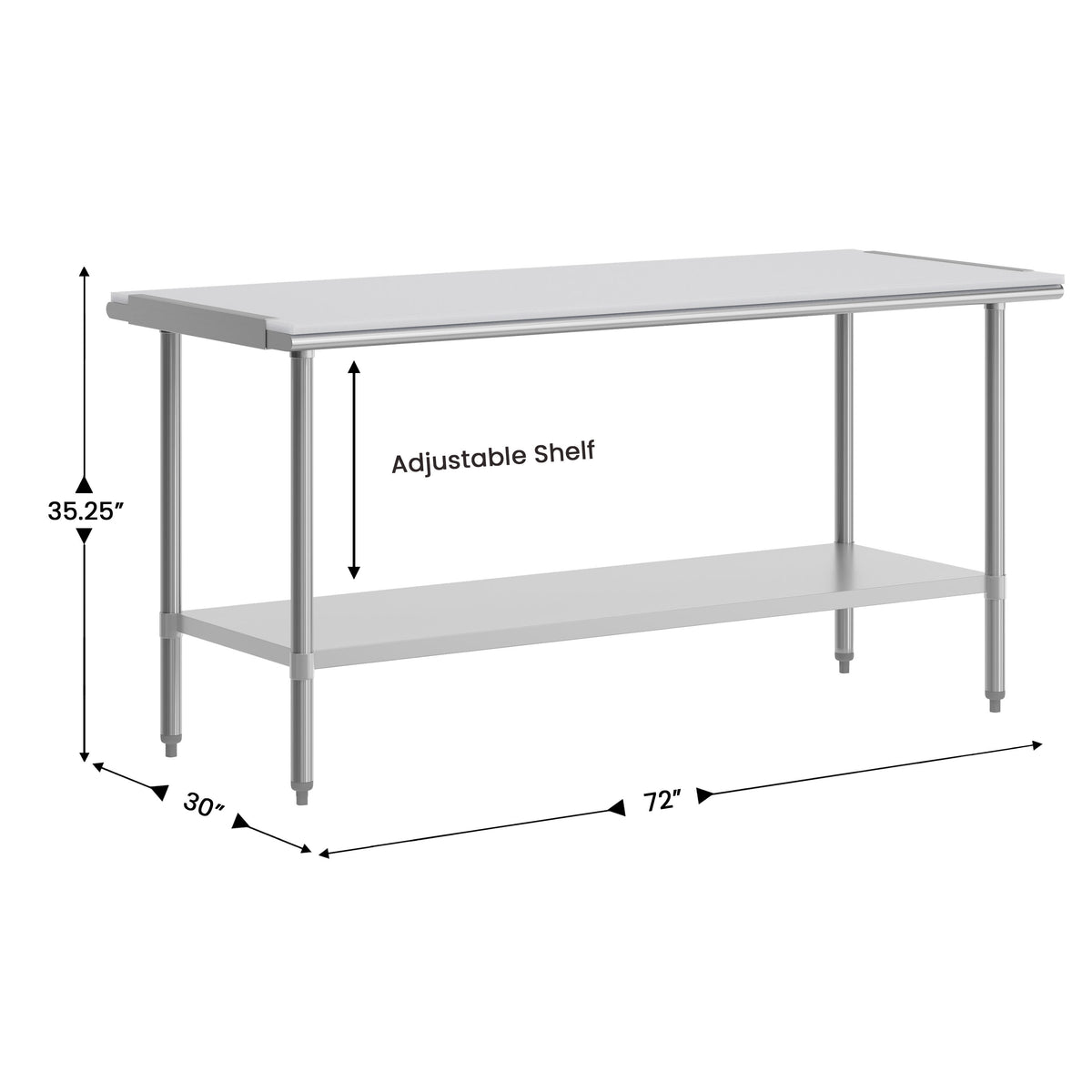 Silver |#| Commercial Stainless Steel Work Table with Poly Cutting Board-Undershelf-30x72