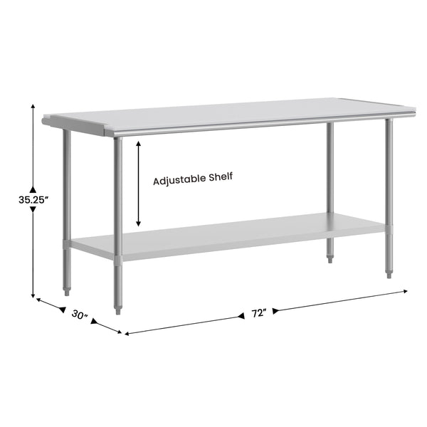 Silver |#| Commercial Stainless Steel Work Table with Poly Cutting Board-Undershelf-30x72