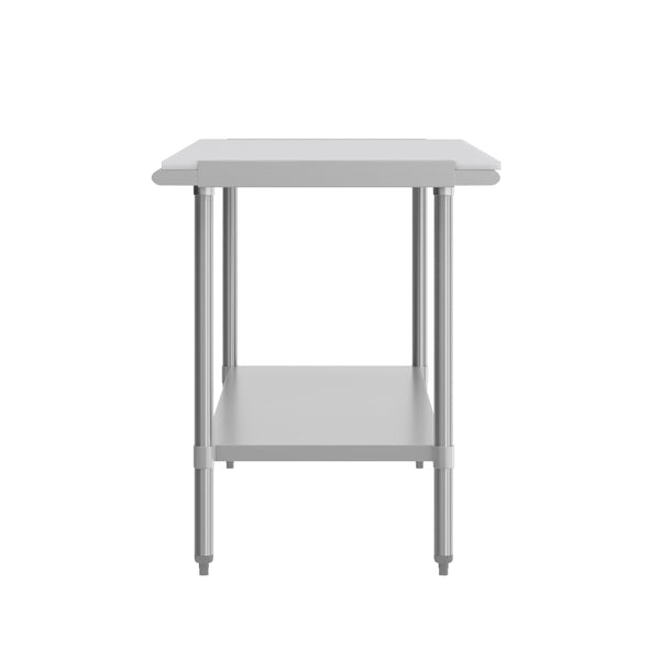 Silver |#| Commercial Stainless Steel Work Table with Poly Cutting Board-Undershelf-30x72