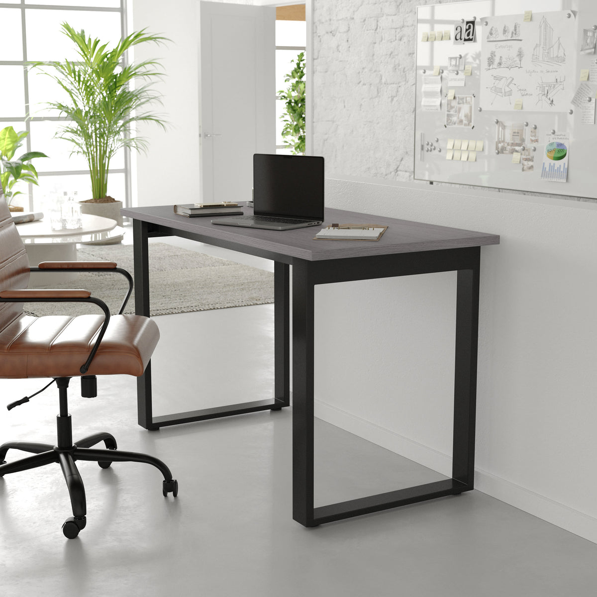 Gray Oak |#| Commercial 48x24 Conference Table with Laminate Top and U-Frame Base - Gray Oak