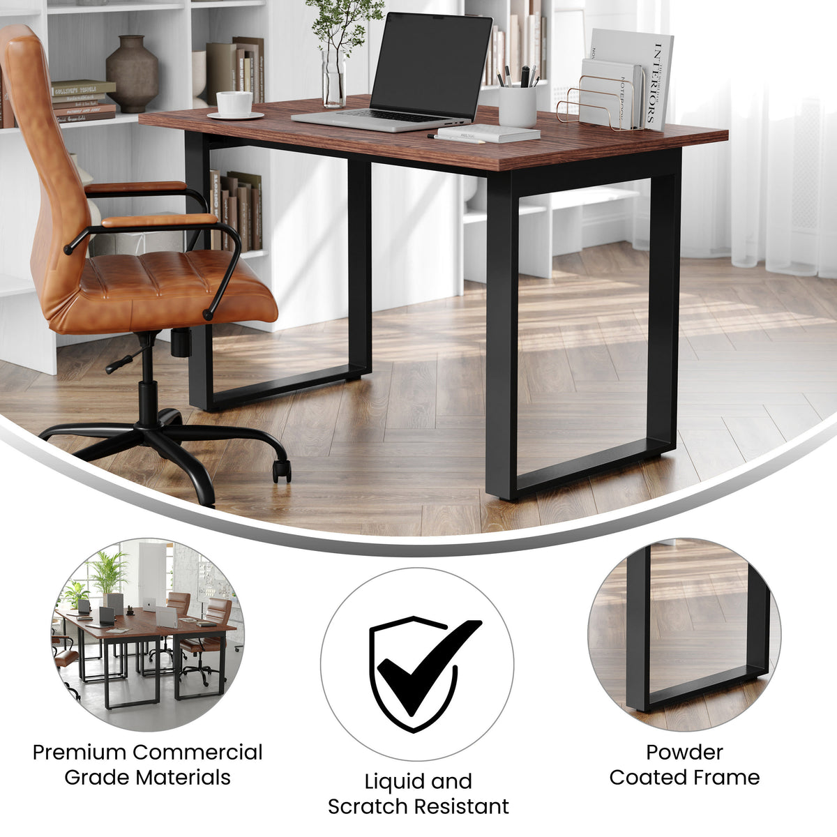 Walnut |#| Commercial 48x30 Conference Table with Laminate Top and U-Frame Base - Walnut