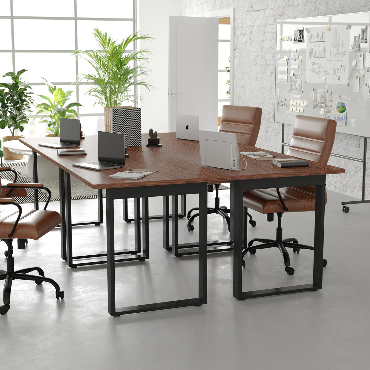 Walnut |#| Commercial 48x30 Conference Table with Laminate Top and U-Frame Base - Walnut