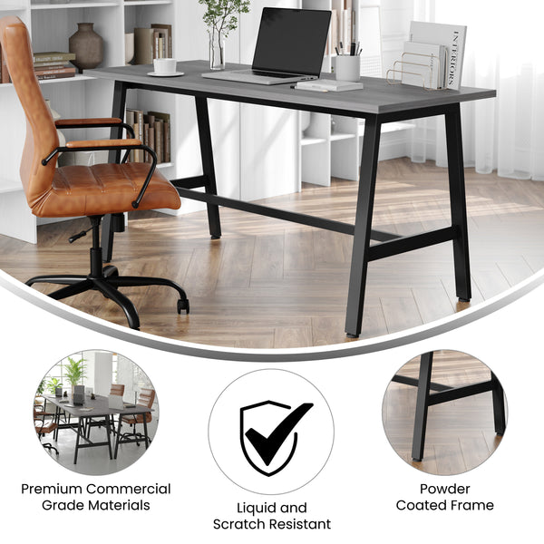 Gray Oak |#| Commercial 60x24 Conference Table with Laminate Top and A-Frame Base - Gray Oak