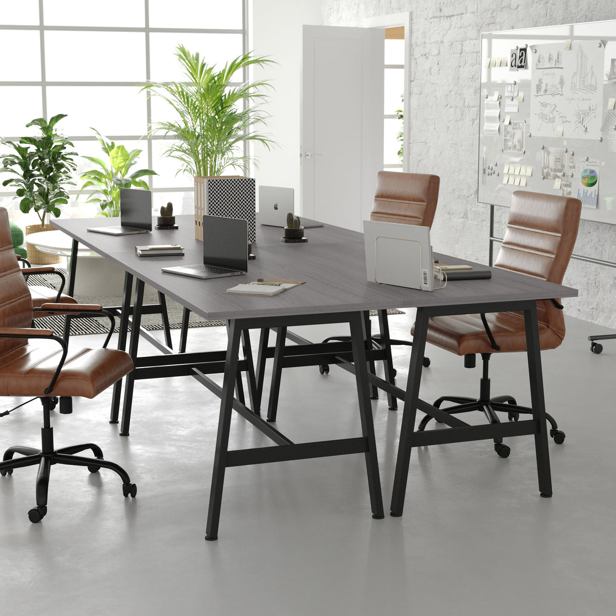 Gray Oak |#| Commercial 60x24 Conference Table with Laminate Top and A-Frame Base - Gray Oak