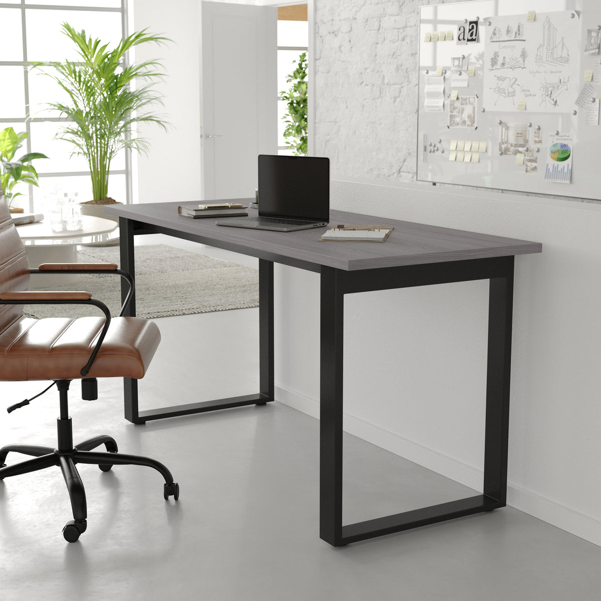 Gray Oak |#| Commercial 60x24 Conference Table with Laminate Top and U-Frame Base - Gray Oak