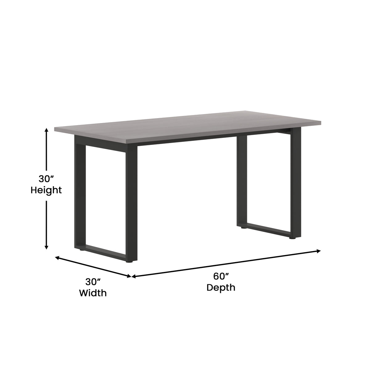 Gray Oak |#| Commercial 60x30 Conference Table with Laminate Top and U-Frame Base - Gray Oak