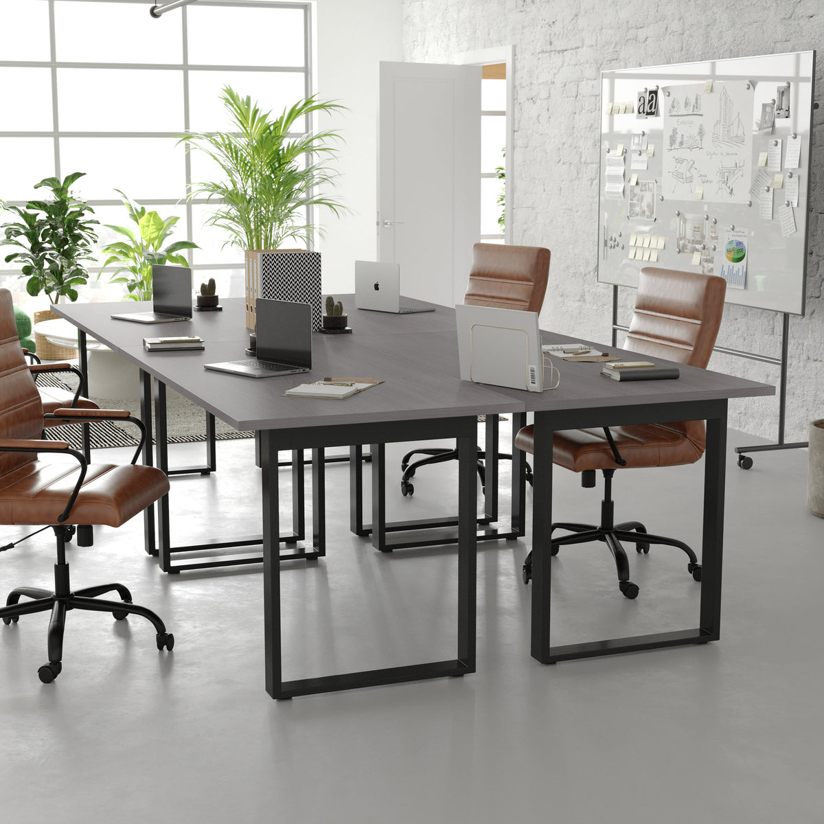 Gray Oak |#| Commercial 60x30 Conference Table with Laminate Top and U-Frame Base - Gray Oak