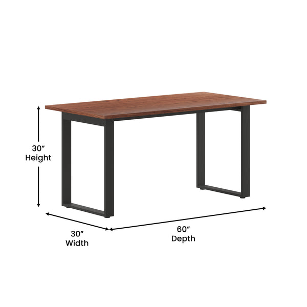 Walnut |#| Commercial 60x30 Conference Table with Laminate Top and U-Frame Base - Walnut