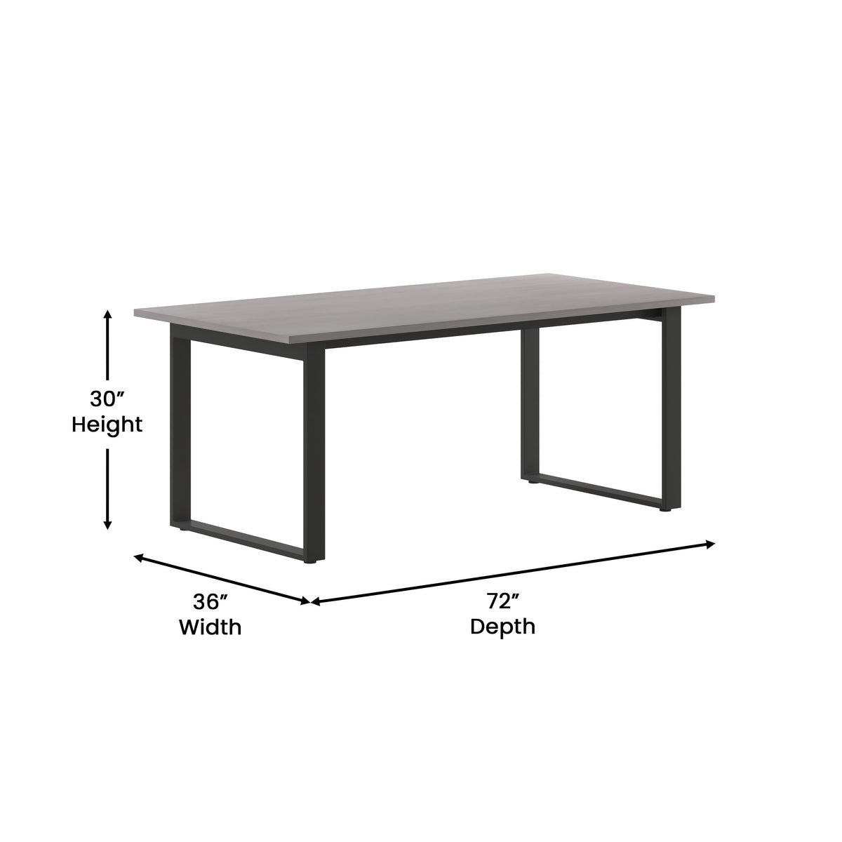 Gray Oak |#| Commercial 72x36 Conference Table with Laminate Top and U-Frame Base - Gray Oak