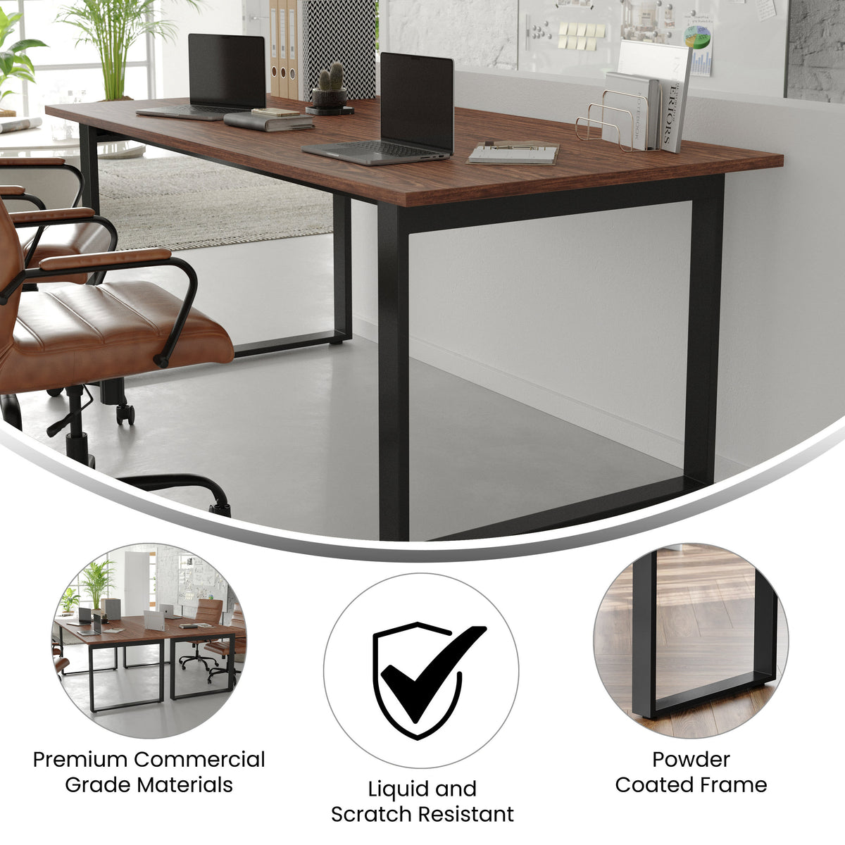 Walnut |#| Commercial 72x36 Conference Table with Laminate Top and U-Frame Base - Walnut