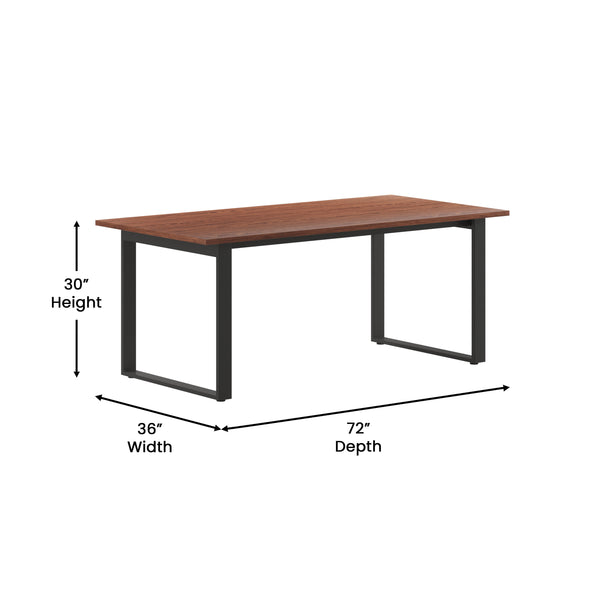 Walnut |#| Commercial 72x36 Conference Table with Laminate Top and U-Frame Base - Walnut