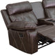 Brown |#| 3-Seat Reclining Brown LeatherSoft Theater Seating Unit with Curved Cup Holders