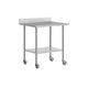 36"W x 30"D |#| Commercial Stainless Steel Work Table with 4" Backsplash- Adj. Undershelf-30x36