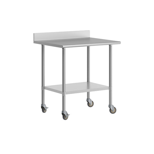 36"W x 30"D |#| Commercial Stainless Steel Work Table with 4" Backsplash- Adj. Undershelf-30x36