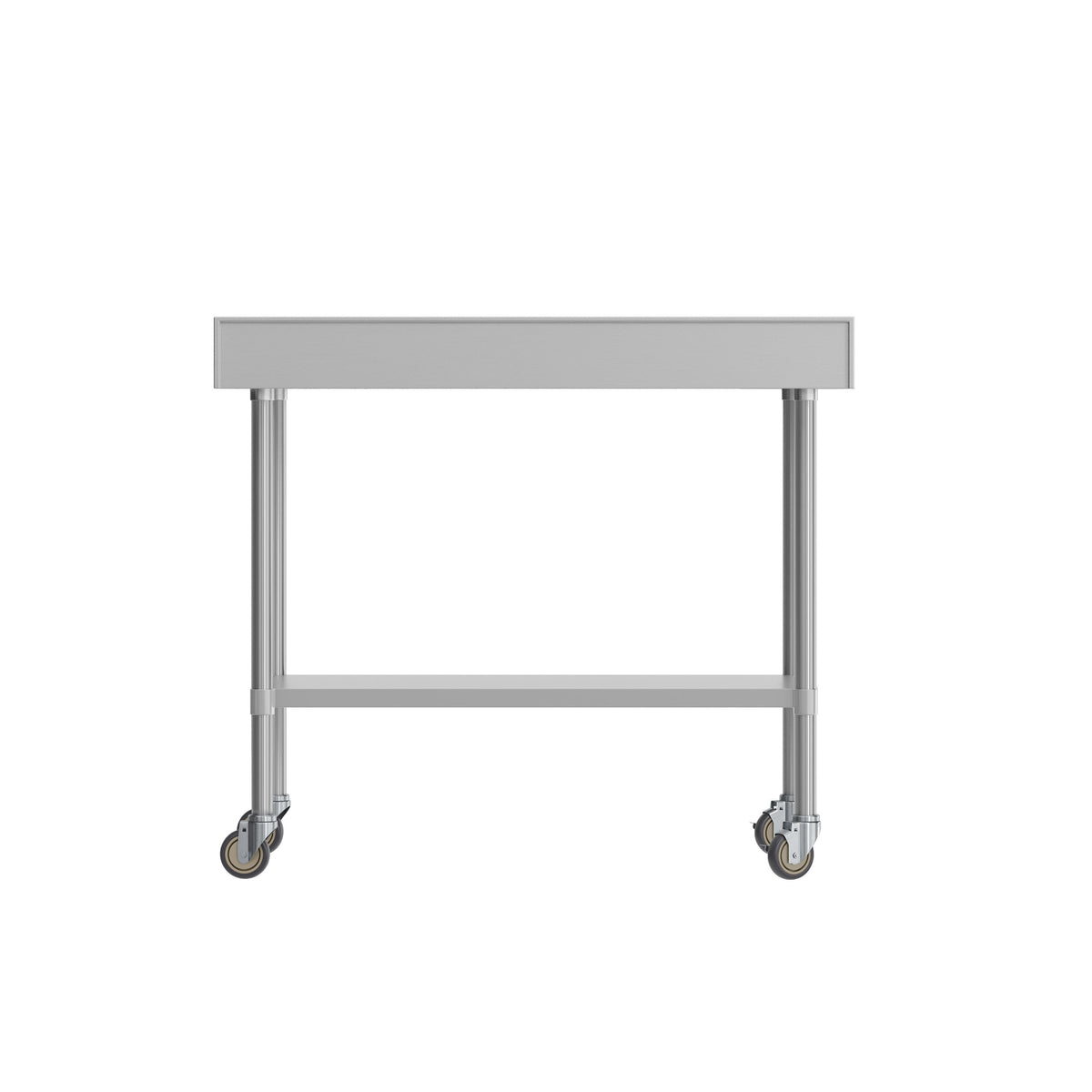 48"W x 30"D |#| Commercial Stainless Steel Work Table with 4" Backsplash- Adj. Undershelf-30x48