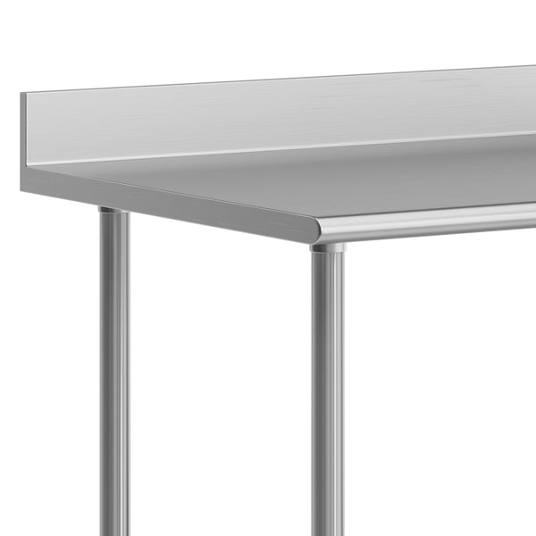 48"W x 30"D |#| Commercial Stainless Steel Work Table with 4" Backsplash- Adj. Undershelf-30x48