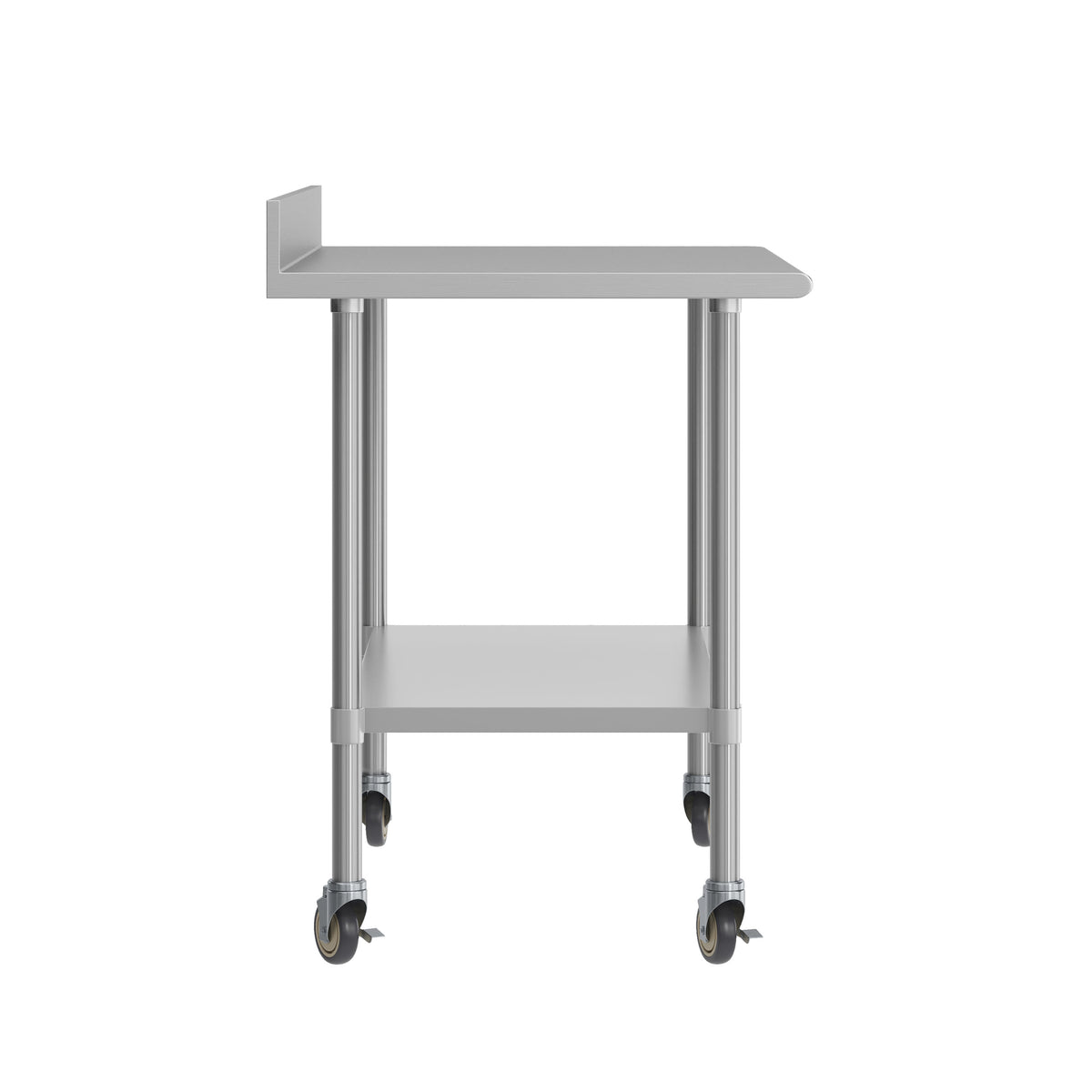 48"W x 30"D |#| Commercial Stainless Steel Work Table with 4" Backsplash- Adj. Undershelf-30x48