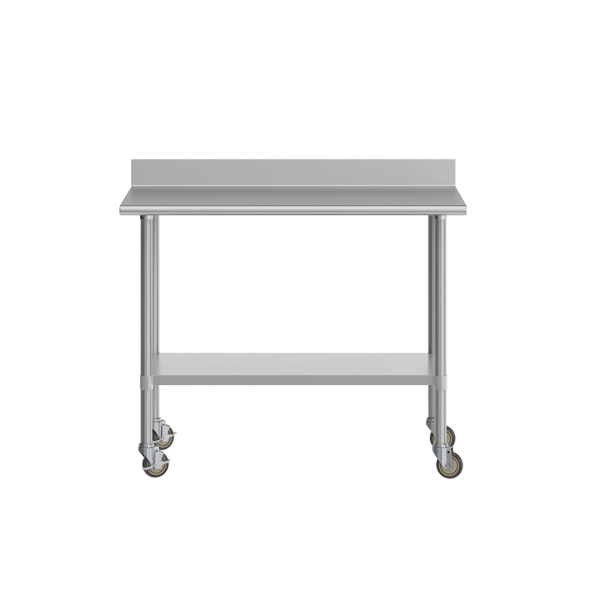 48"W x 30"D |#| Commercial Stainless Steel Work Table with 4" Backsplash- Adj. Undershelf-30x48