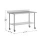 60"W x 30"D |#| Commercial Stainless Steel Work Table with 4" Backsplash- Adj. Undershelf-30x60