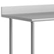 60"W x 30"D |#| Commercial Stainless Steel Work Table with 4" Backsplash- Adj. Undershelf-30x60