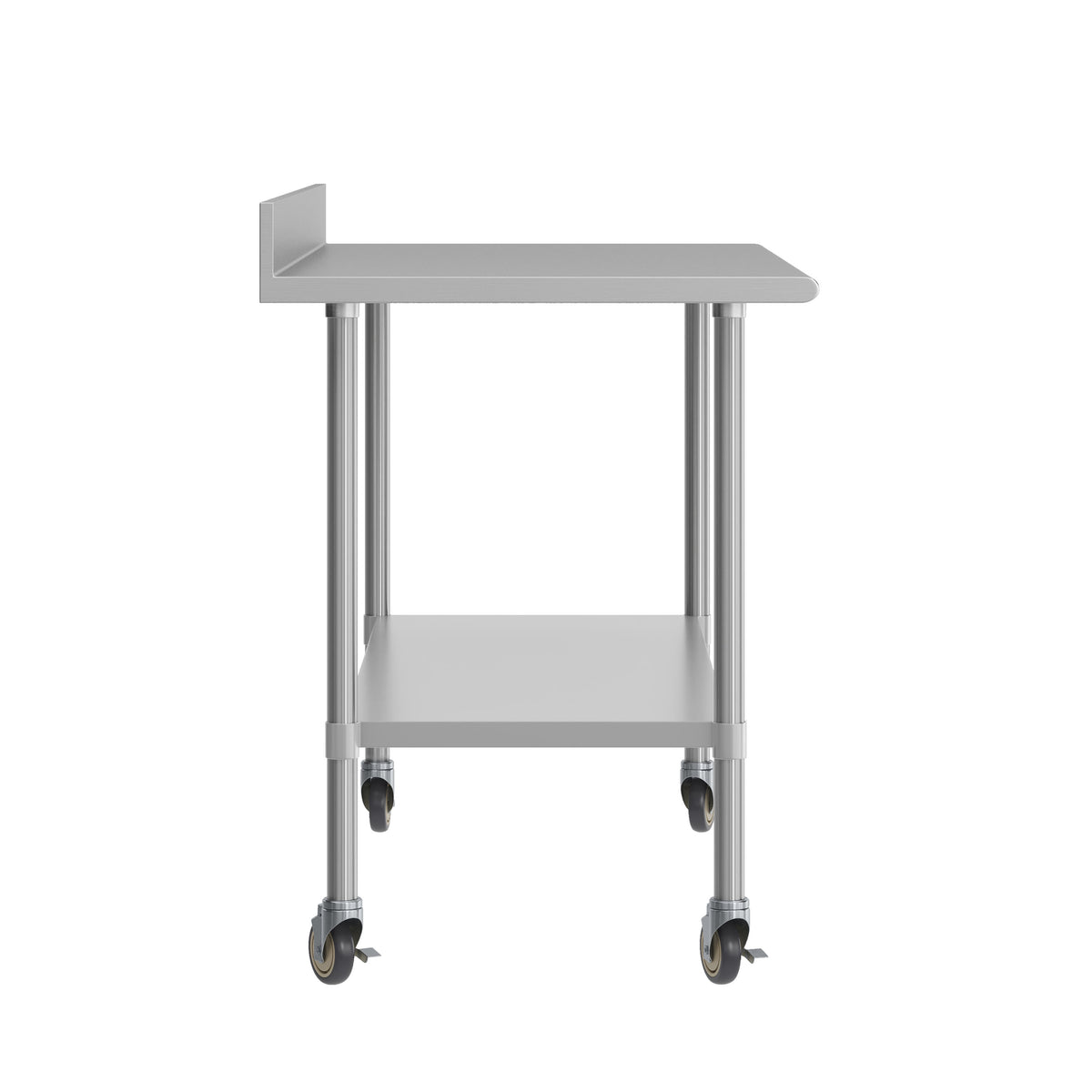 60"W x 30"D |#| Commercial Stainless Steel Work Table with 4" Backsplash- Adj. Undershelf-30x60