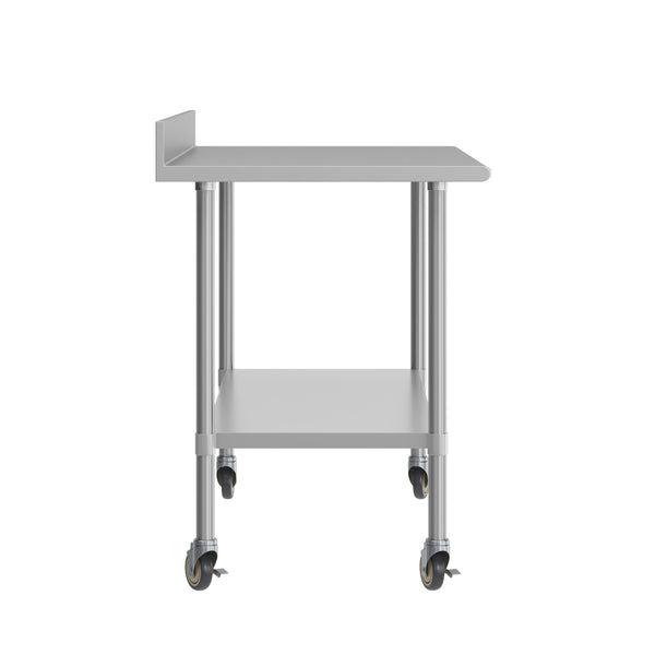 60"W x 30"D |#| Commercial Stainless Steel Work Table with 4" Backsplash- Adj. Undershelf-30x60